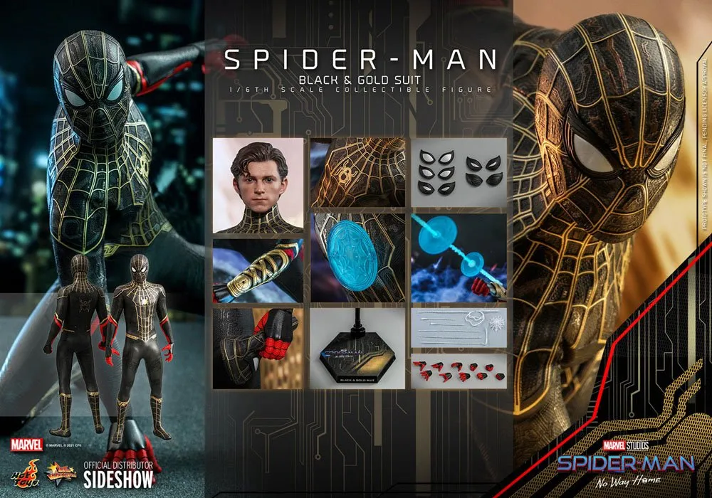 Hot Toys Spider-Man: No Way Home Movie Masterpiece Action Figure 1/6 Spider-Man (Black & Gold Suit) 30 cm