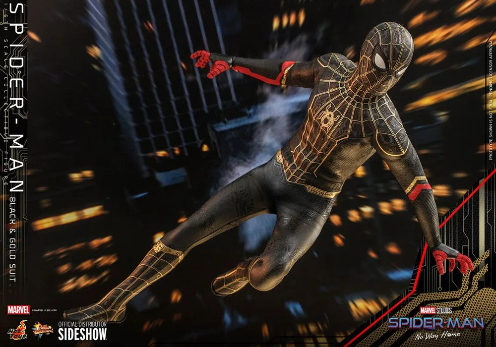 Hot Toys Spider-Man: No Way Home Movie Masterpiece Action Figure 1/6 Spider-Man (Black & Gold Suit) 30 cm