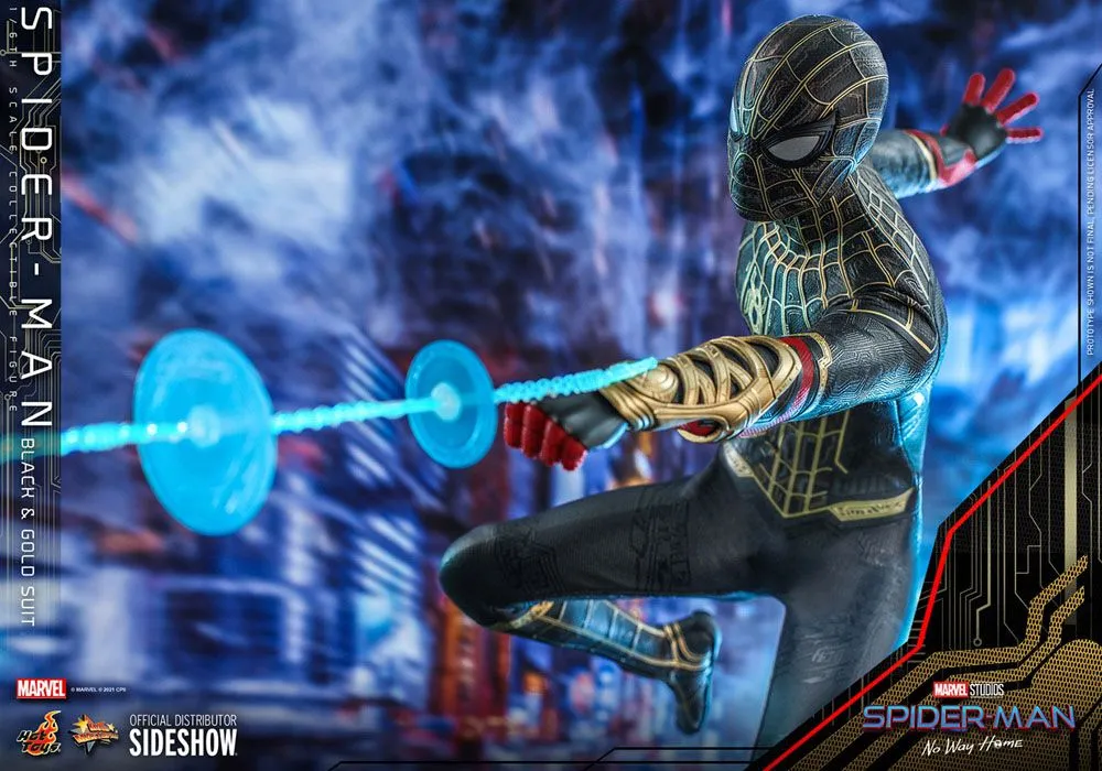 Hot Toys Spider-Man: No Way Home Movie Masterpiece Action Figure 1/6 Spider-Man (Black & Gold Suit) 30 cm