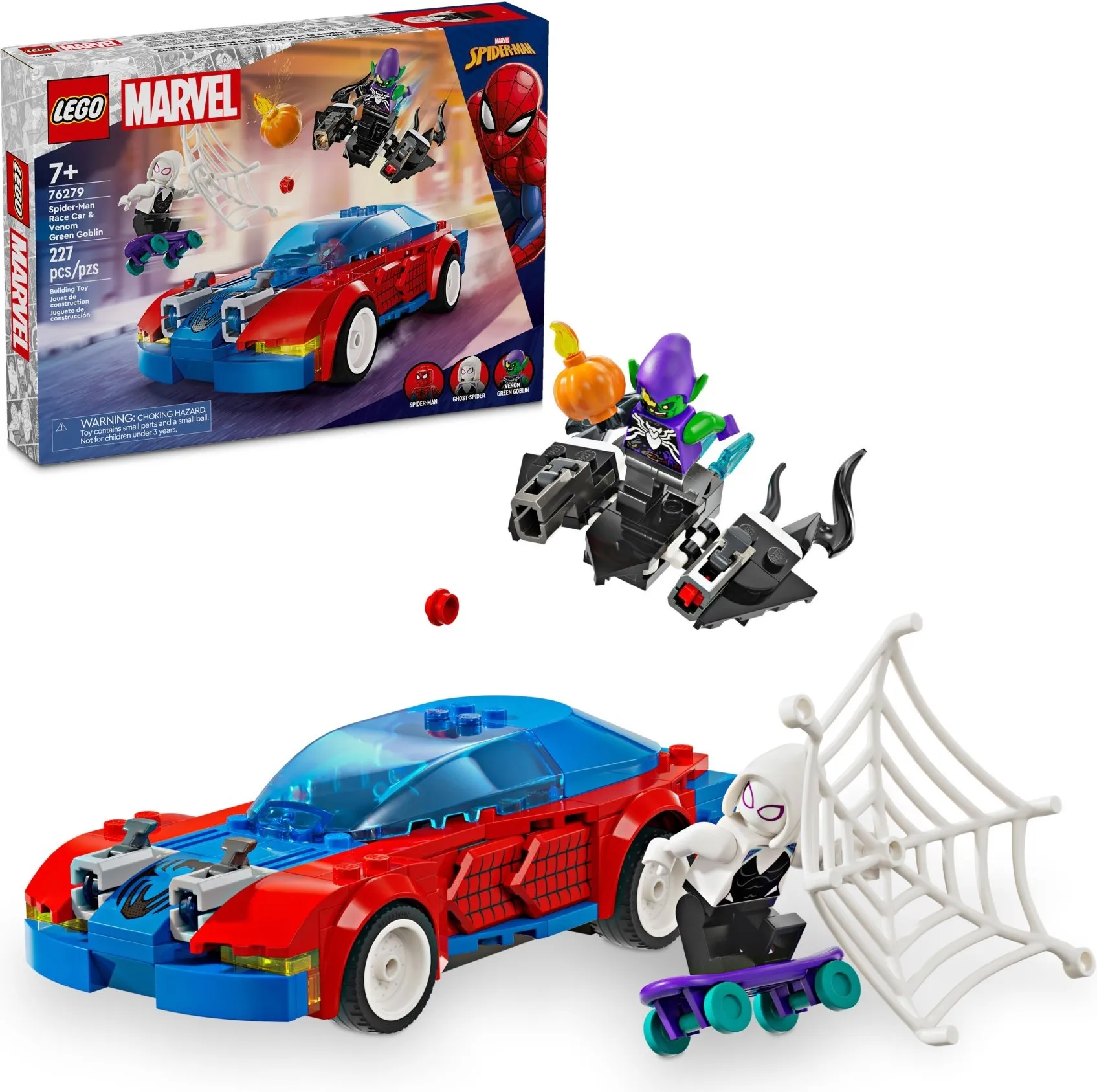 LEGO Marvel Spider-Man racewagen en Venom Green Goblin 76279