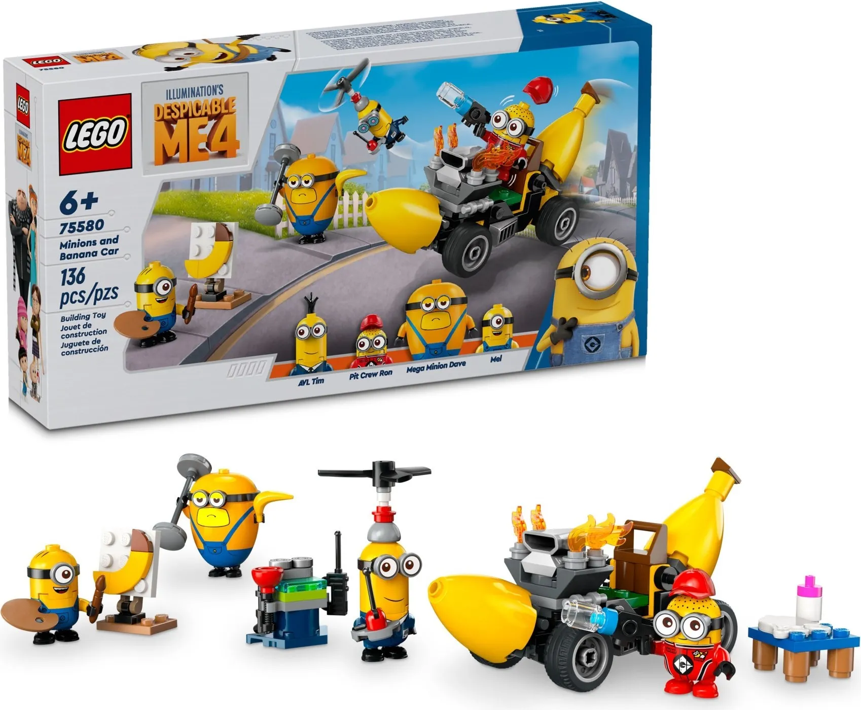 LEGO Despicable Me 4 – Minions en bananenauto 75580