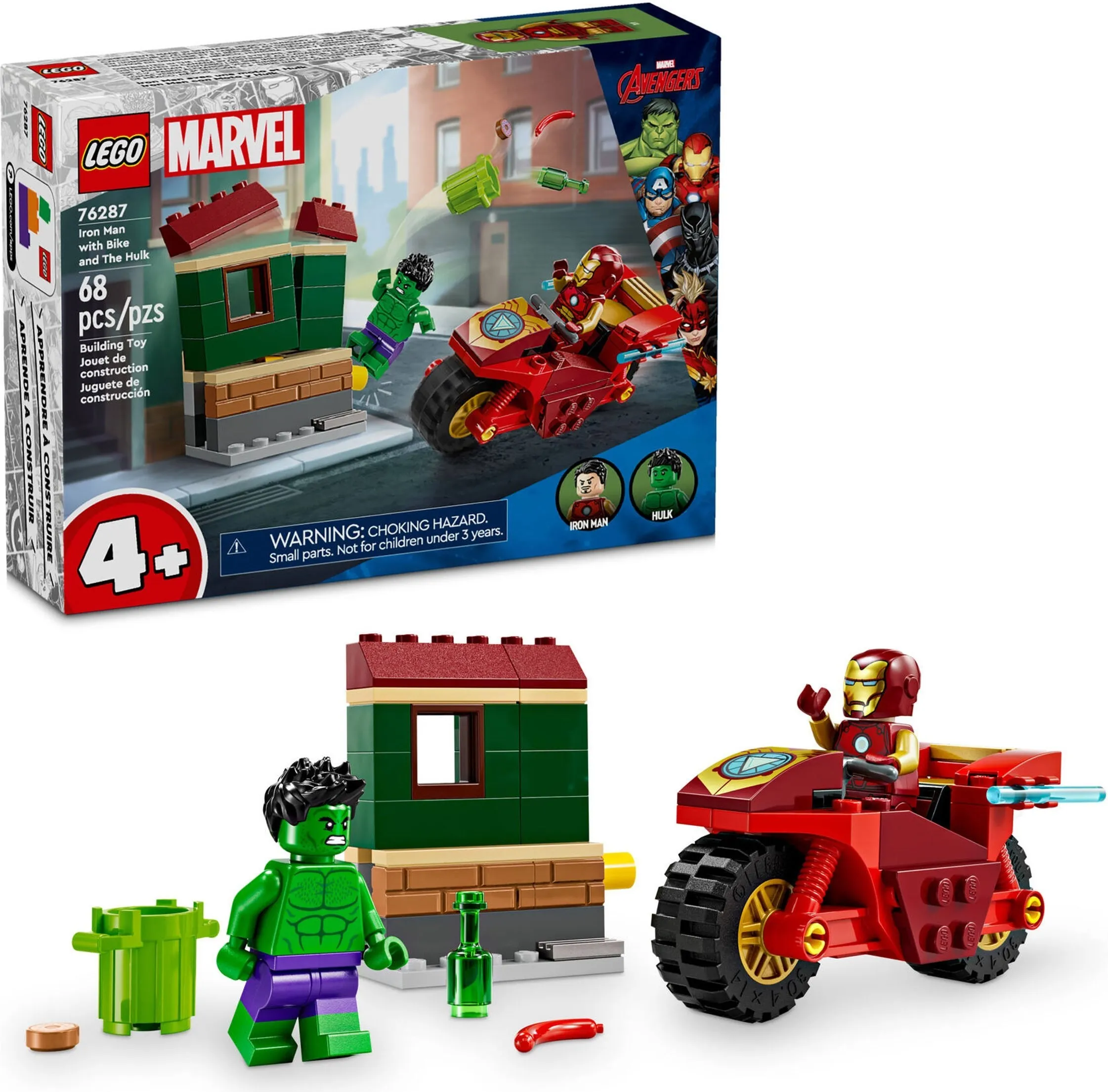 LEGO Marvel Iron Man met motor en de Hulk 76287