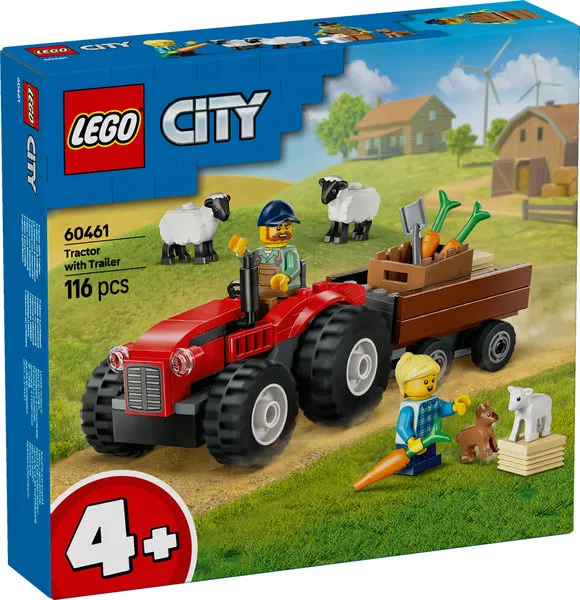 LEGO City Rode tractor met aanhanger en schapen 60461