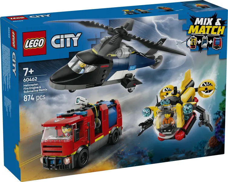 LEGO City Helikopter, brandweerauto en onderzeeër remix 40462