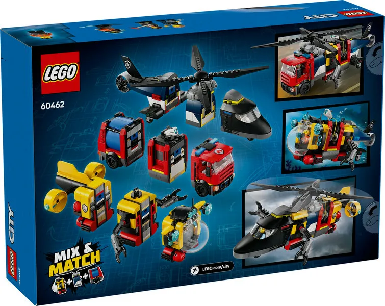 LEGO City Helikopter, brandweerauto en onderzeeër remix 40462