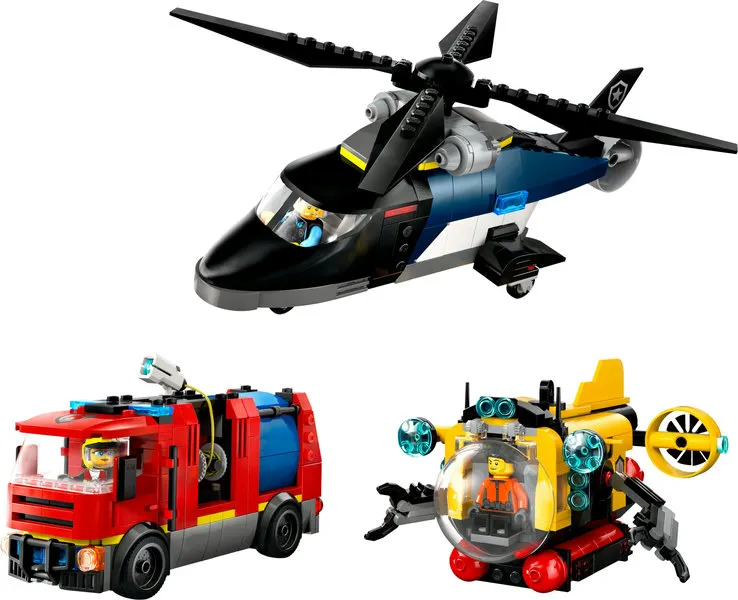 LEGO City Helikopter, brandweerauto en onderzeeër remix 40462